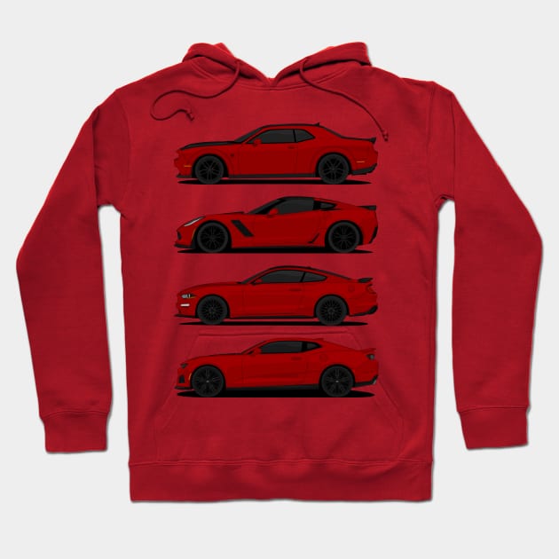 AMERICAN MUSCLE DARK-RED Hoodie by VENZ0LIC